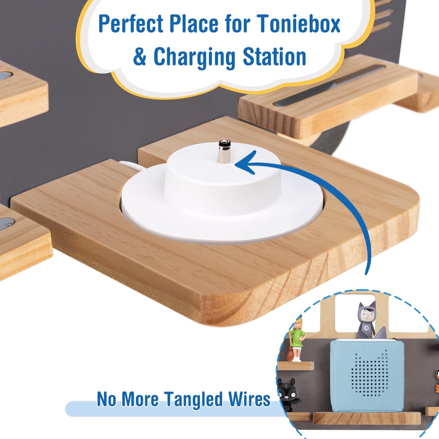 Todeco - étagère magnétique bus gris - murale, 20-25 Tonies, enfant