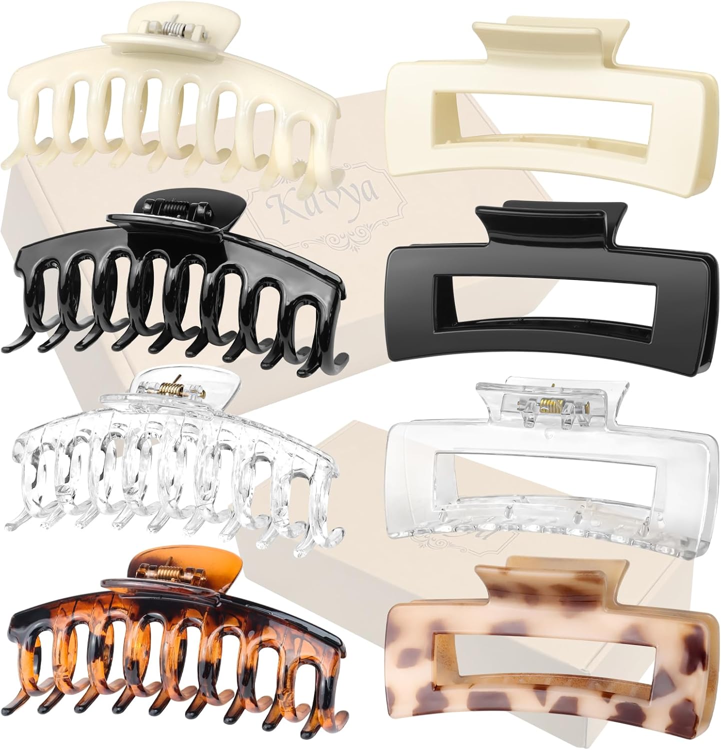 Kavya - 8 pinces grandes 10.5cm - antidérapantes cheveux épais femme