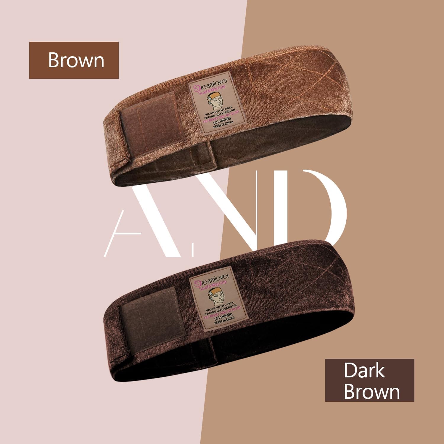 Dreamlover - bandeau perruque antidérapant femme - marron foncé - 2 pièces