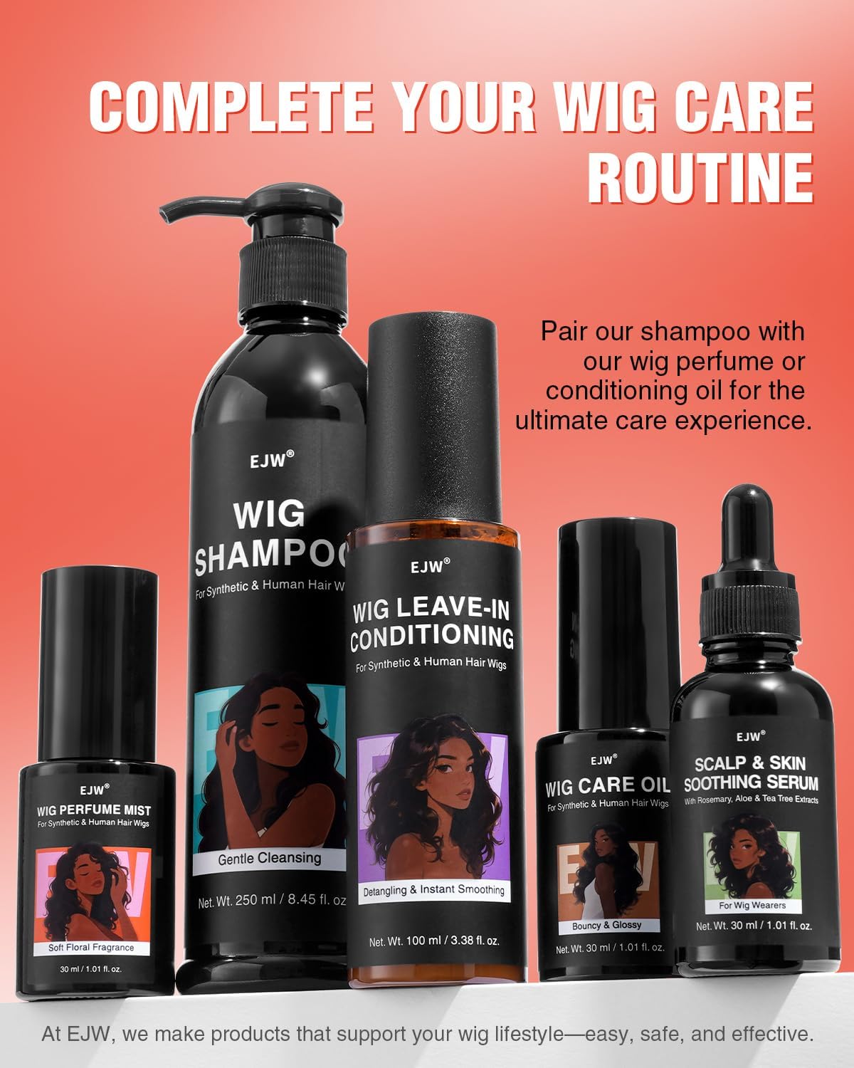 EJW - Spray rafraîchissant perruques - 30 ml - anti-odeur, brillance