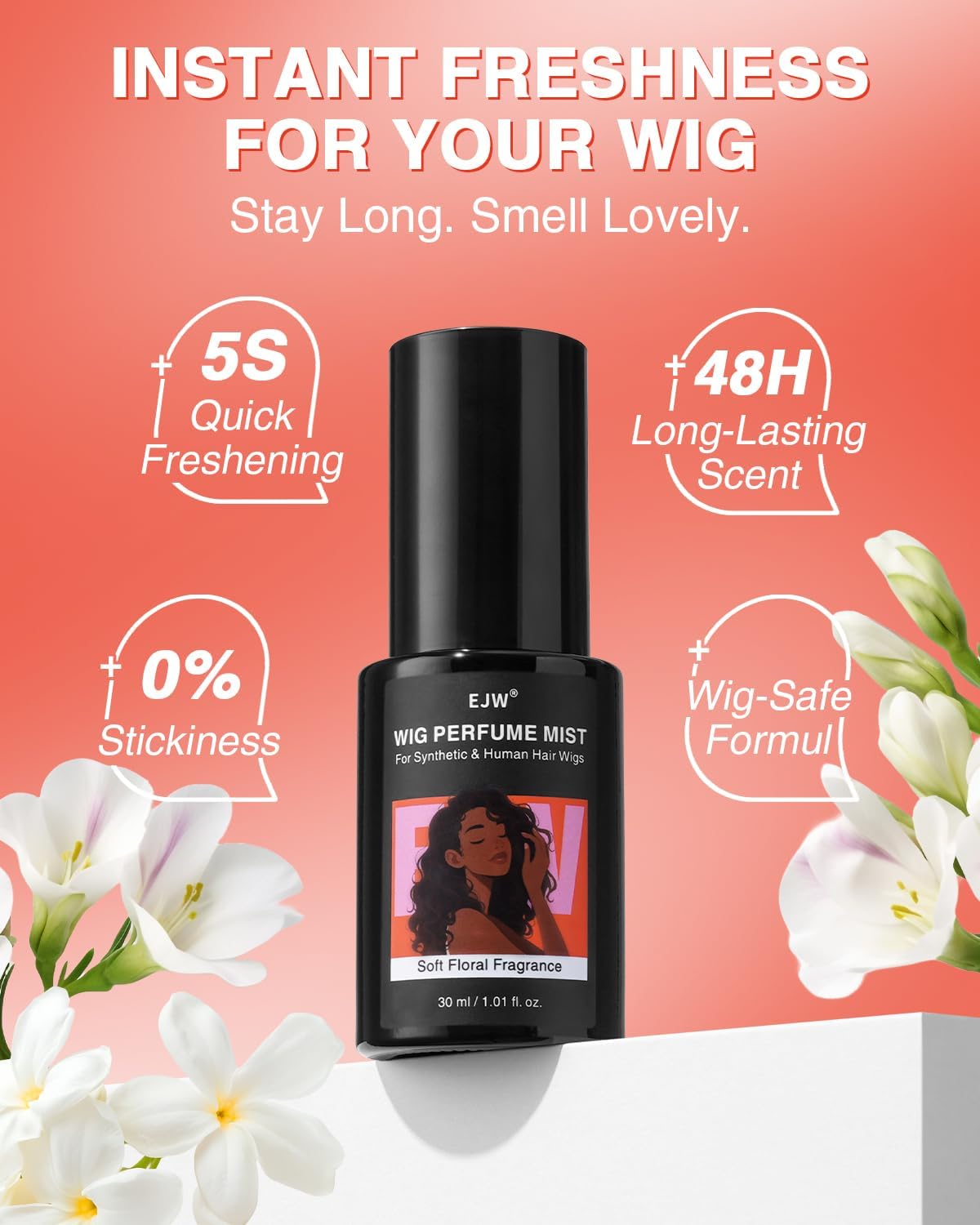 EJW - Spray rafraîchissant perruques - 30 ml - anti-odeur, brillance