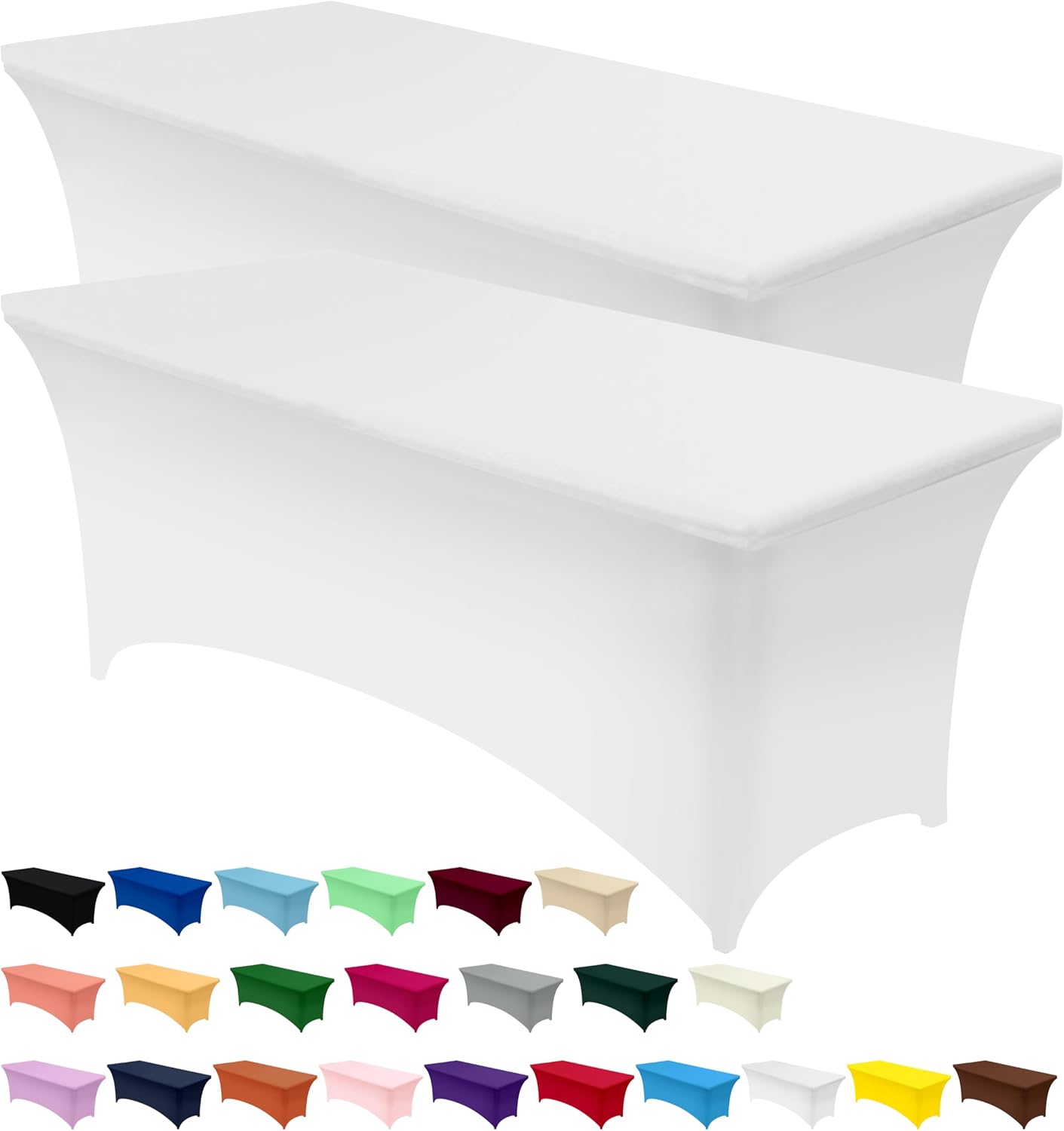 Utopia Kitchen - Nappe Extensible 183 cm - Polyester Spandex Lavable, Lot de 2, Blanc