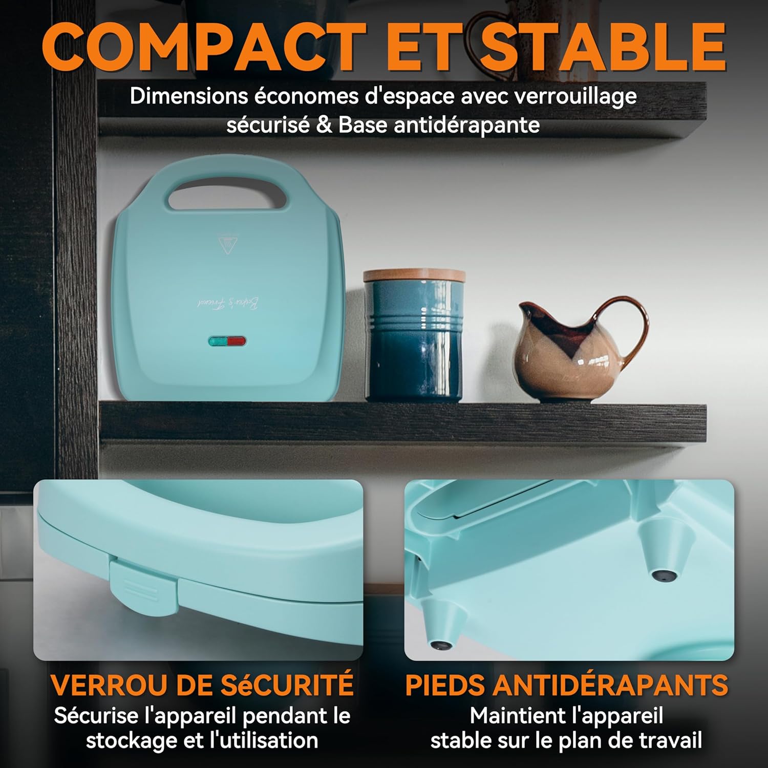 Baker's Friend - Mini gaufrier rond 11x5,5 cm - petit déjeuner, brunch, prise UE