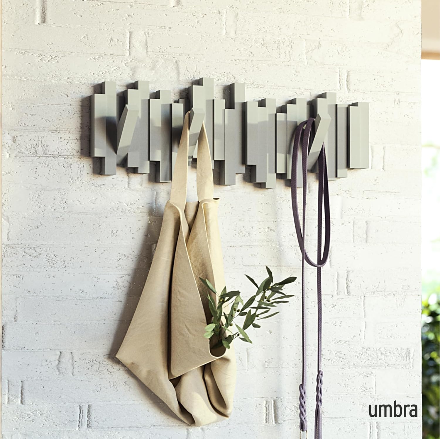 Umbra - Sticks - patère murale 5 crochets gris rabattables