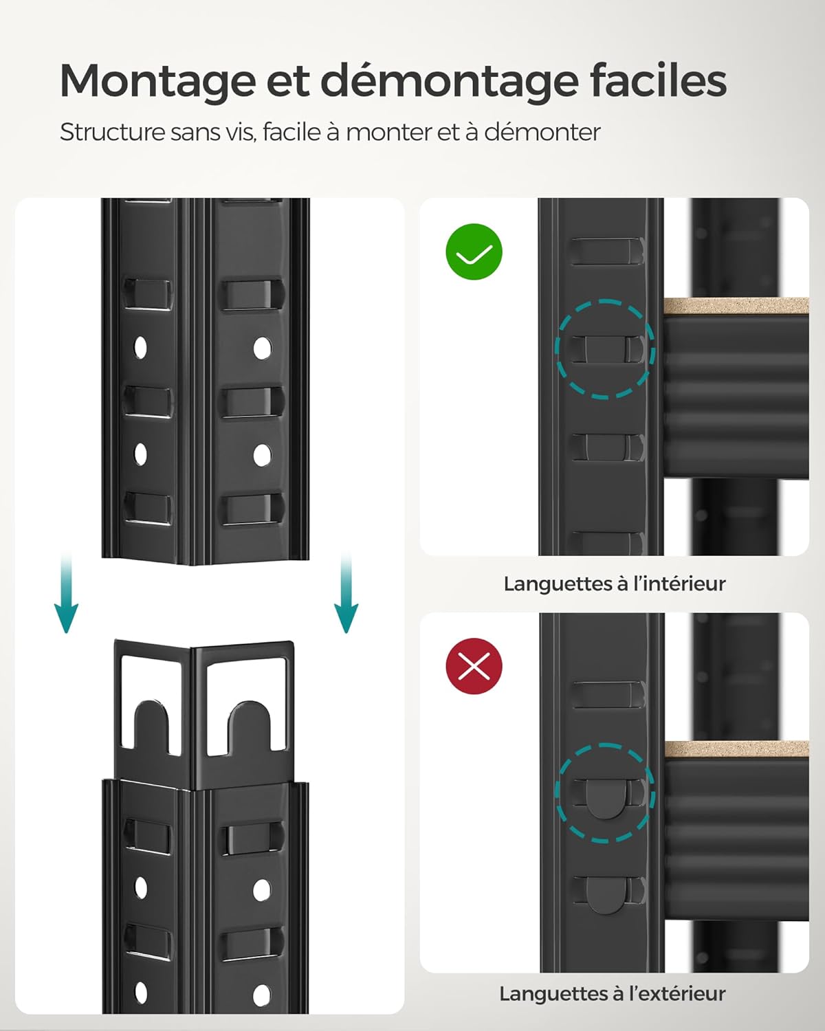 SONGMICS - étagères industrielles 90x40x180 cm, 5 niveaux, 875kg, GLR040B02