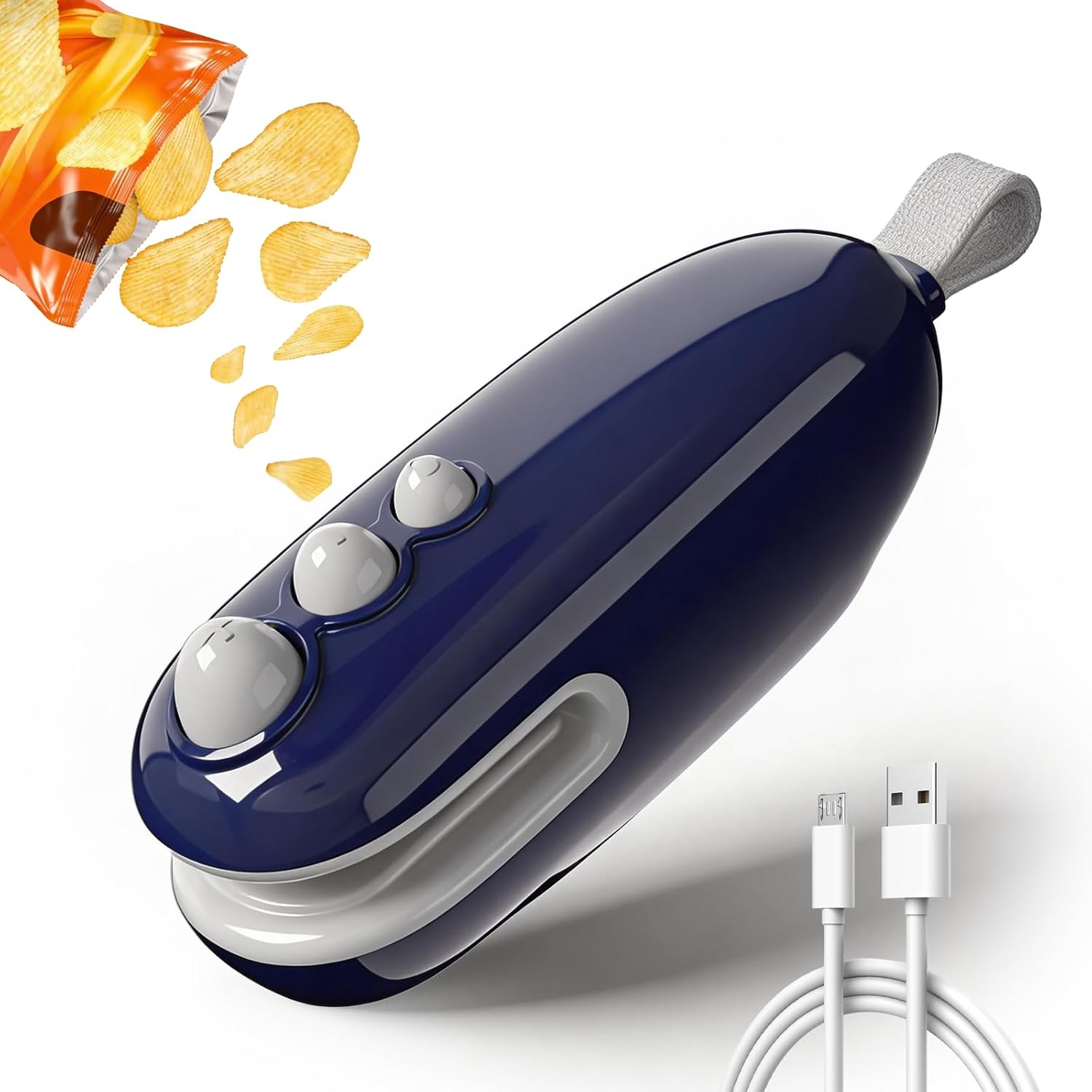 Mini scelleuse de sacs - portable, rechargeable, cutter, aimant, 10x4cm