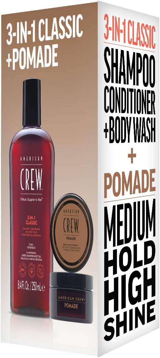 American Crew - Coffret Duo Soins Homme 250ml+50g - shampooing 3en1 et pomade coiffante