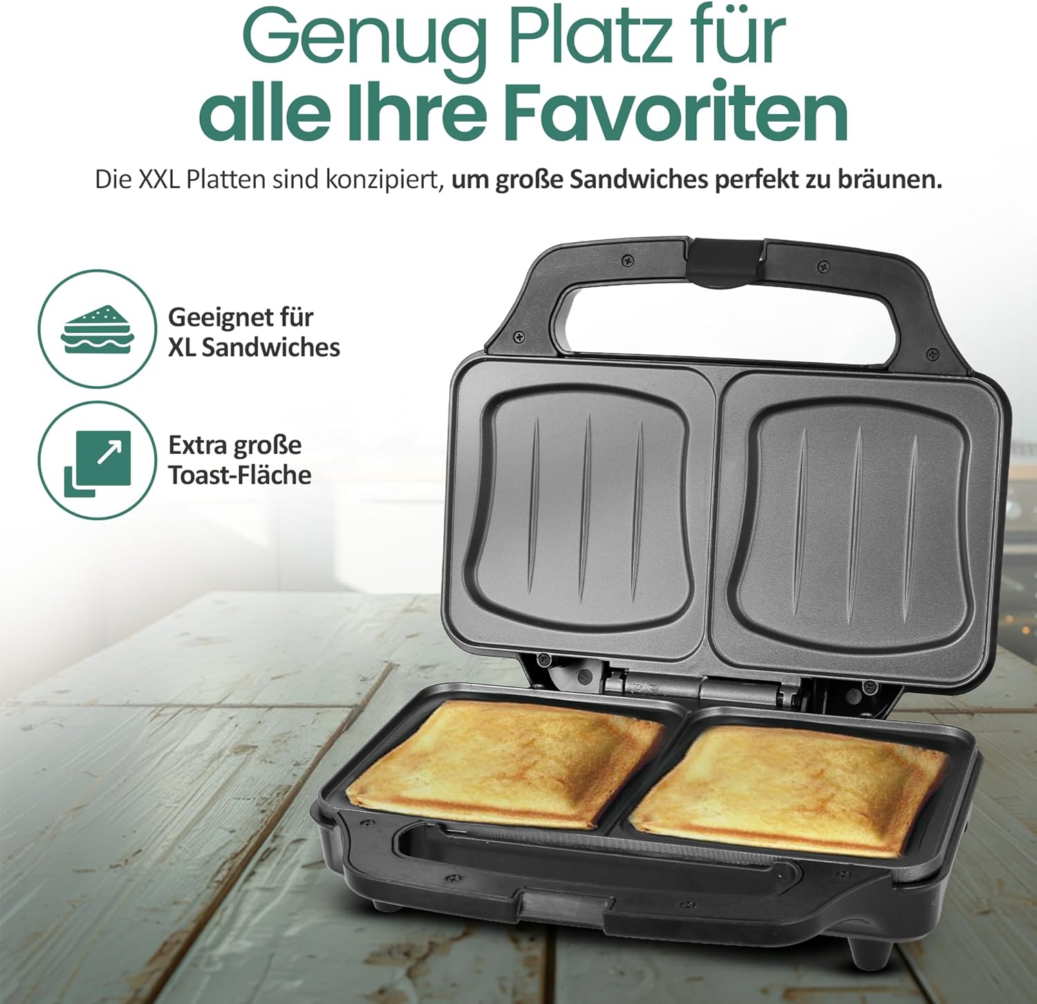 Emerio - XXL - 900W, grande plaque, sans BPA, facile à nettoyer