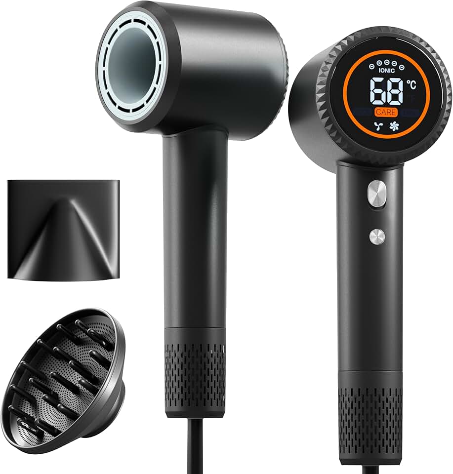 Sèche-cheveux professionnel ionique - moteur brushless, silencieux, 110000 TR/MIN