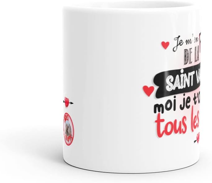 Tasse - Amour Je T’Aime - céramique 330ml - message drôle cadeau original
