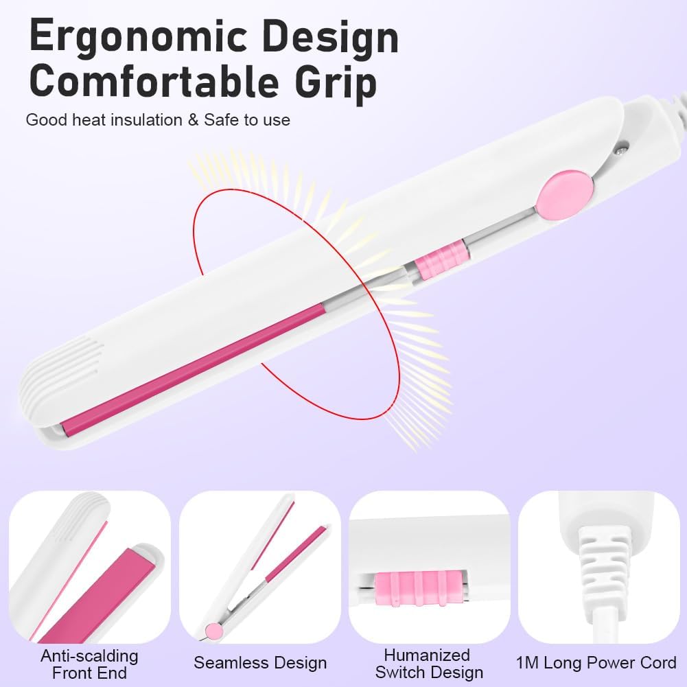 LOPHE - Mini fer à lisser 2 en 1, compact, chauffage rapide, 110-220V