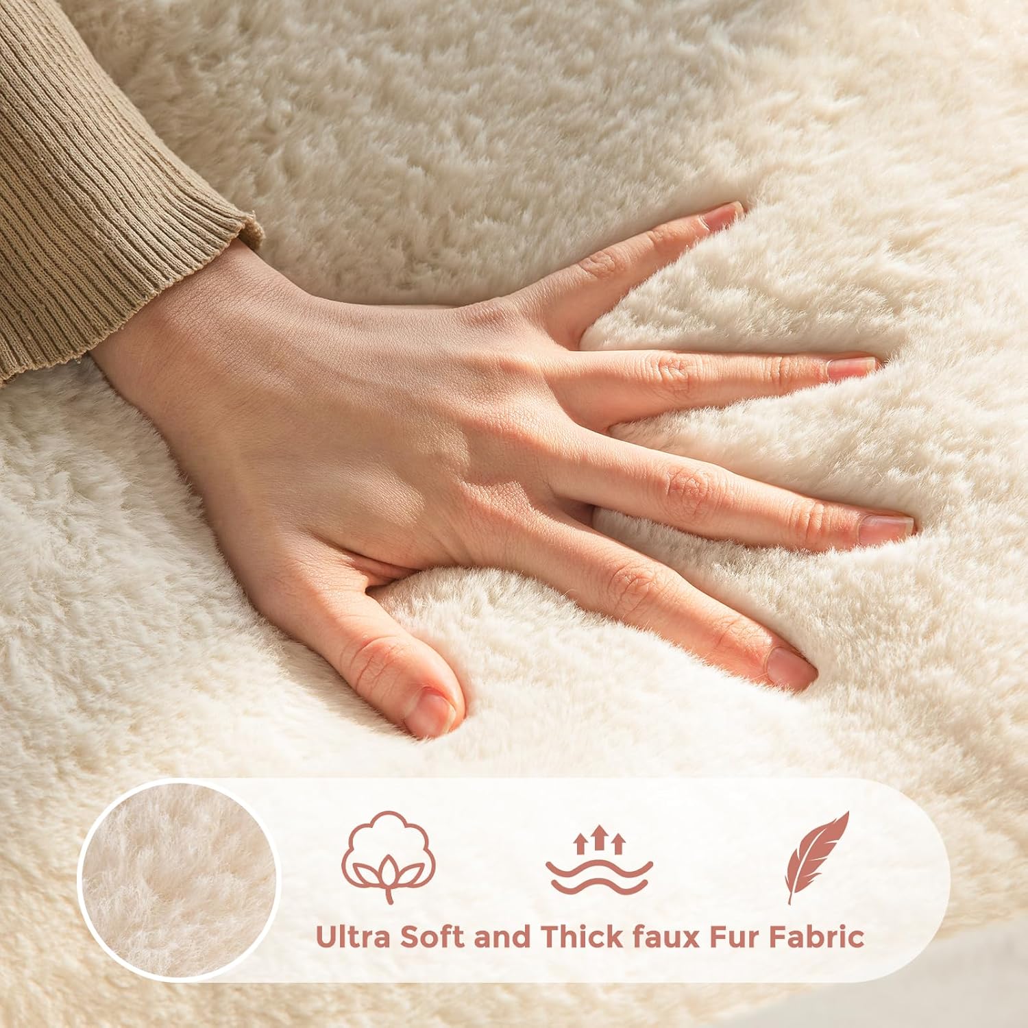 MAXYOYO - Pouf floral géant 2 places - fausse fourrure, mémoire de forme