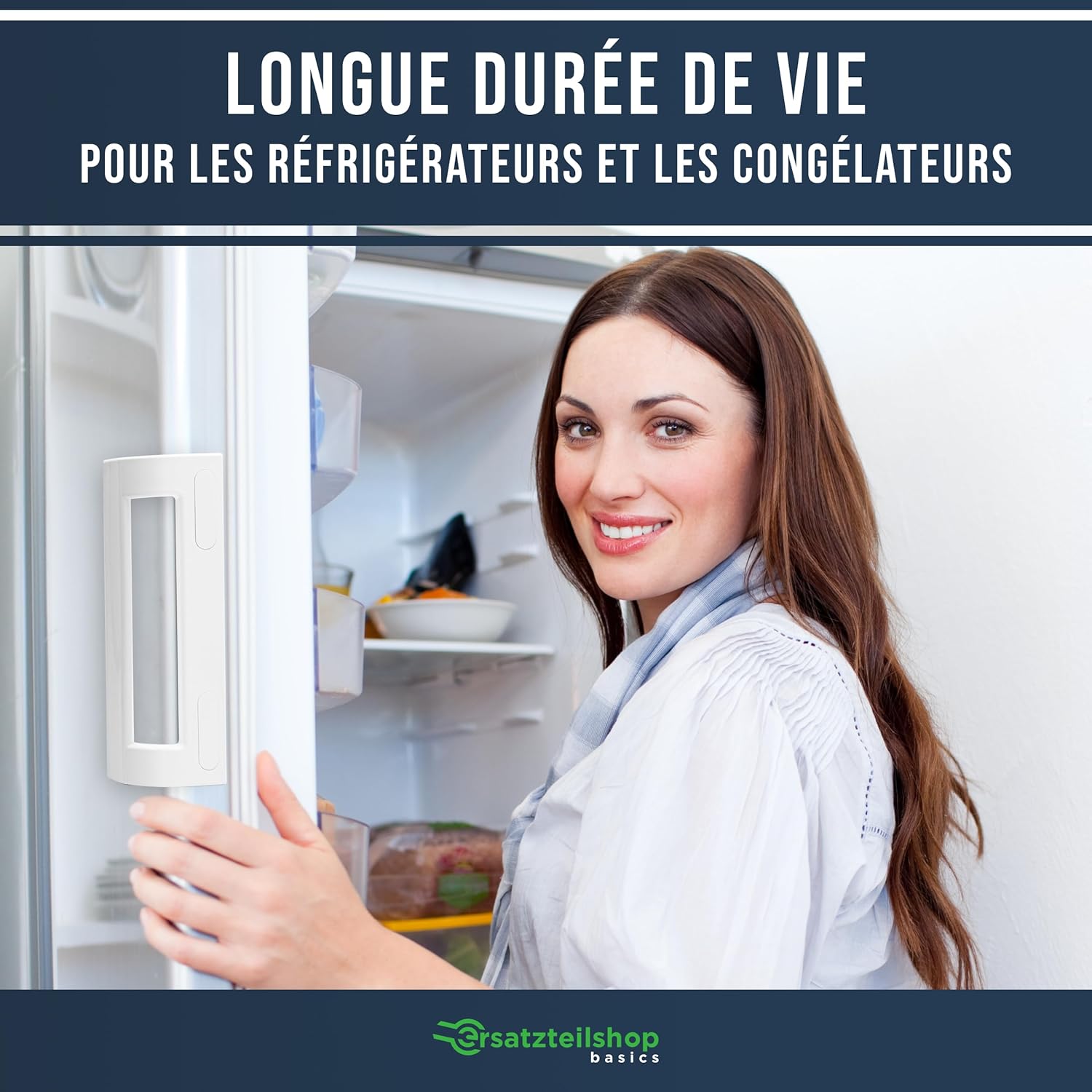 Poignée de porte universelle - blanc, 200x70mm, fixation 82-163mm, compatible Bosch Siemens