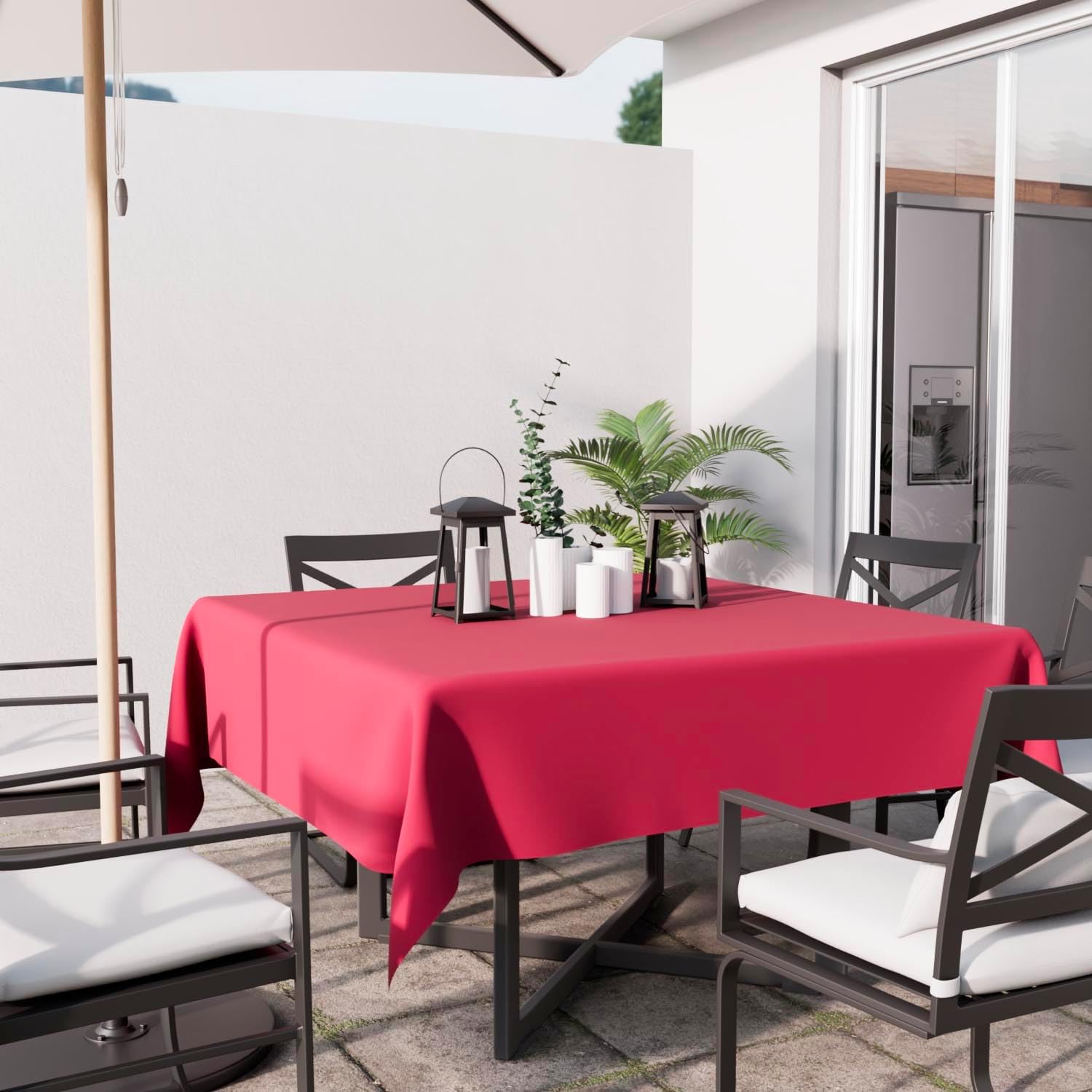 Soleil d'ocre - Nappe carrée Framboise - 180x180 cm - Polyester, anti-tâches