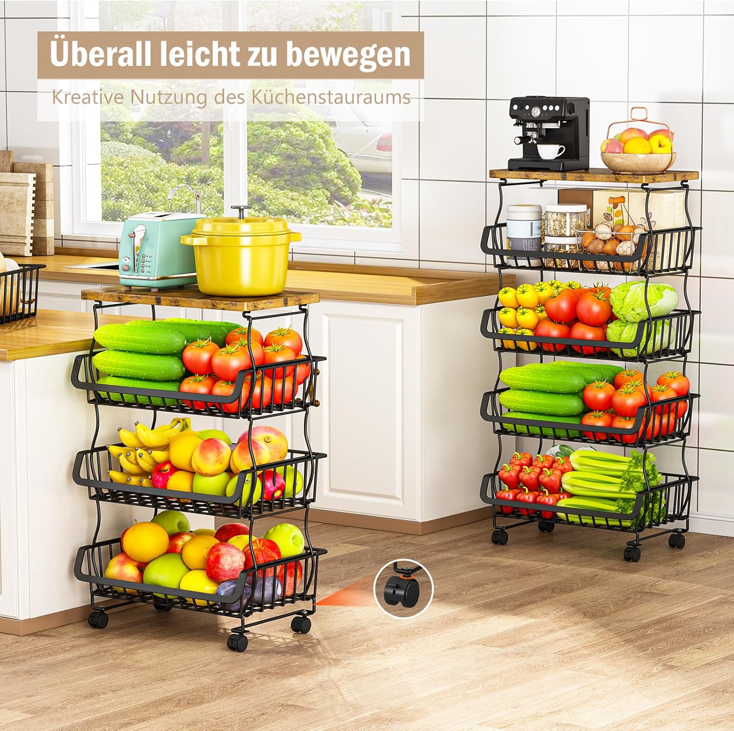 Organisateur cellier 5 niveaux - rangement roulettes - cuisine/bain -