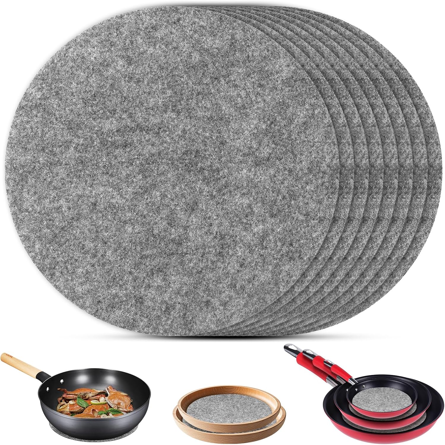 Flintronic - Protection casseroles 8 pièces - 19.1cm - protège-poêles premium anti-rayures