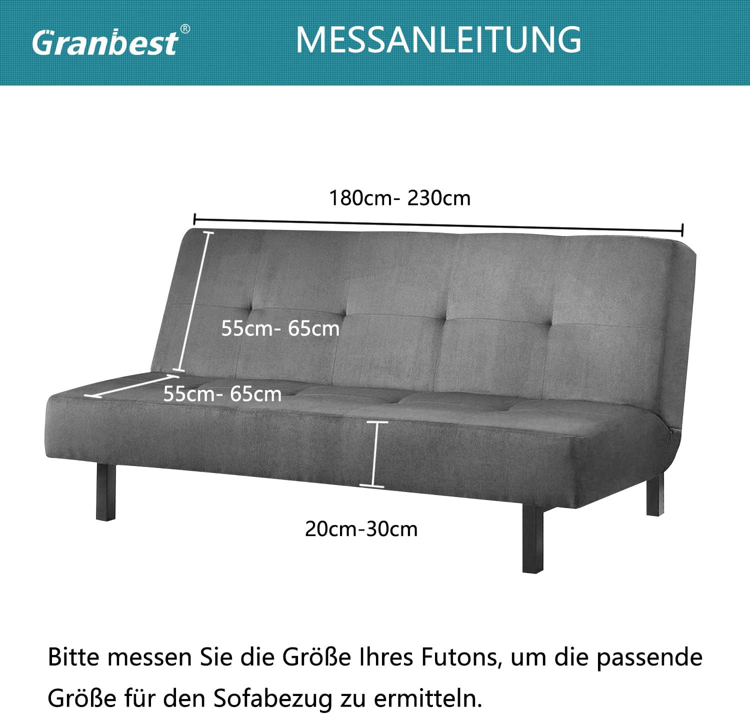 Granbest - housse futon extensible imperméable, antidérapante, rouge vin - pour canapé-lit sans accoudoirs