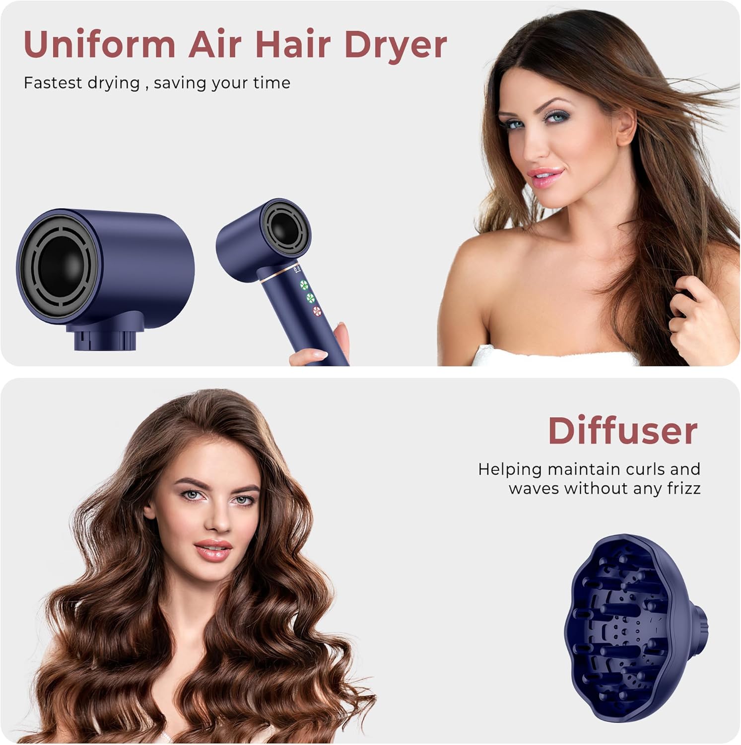 Air Styler 7 en 1 - 110000 tr/min - 20M/S - 320M ions, brosse, sèche-cheveux, boucleur