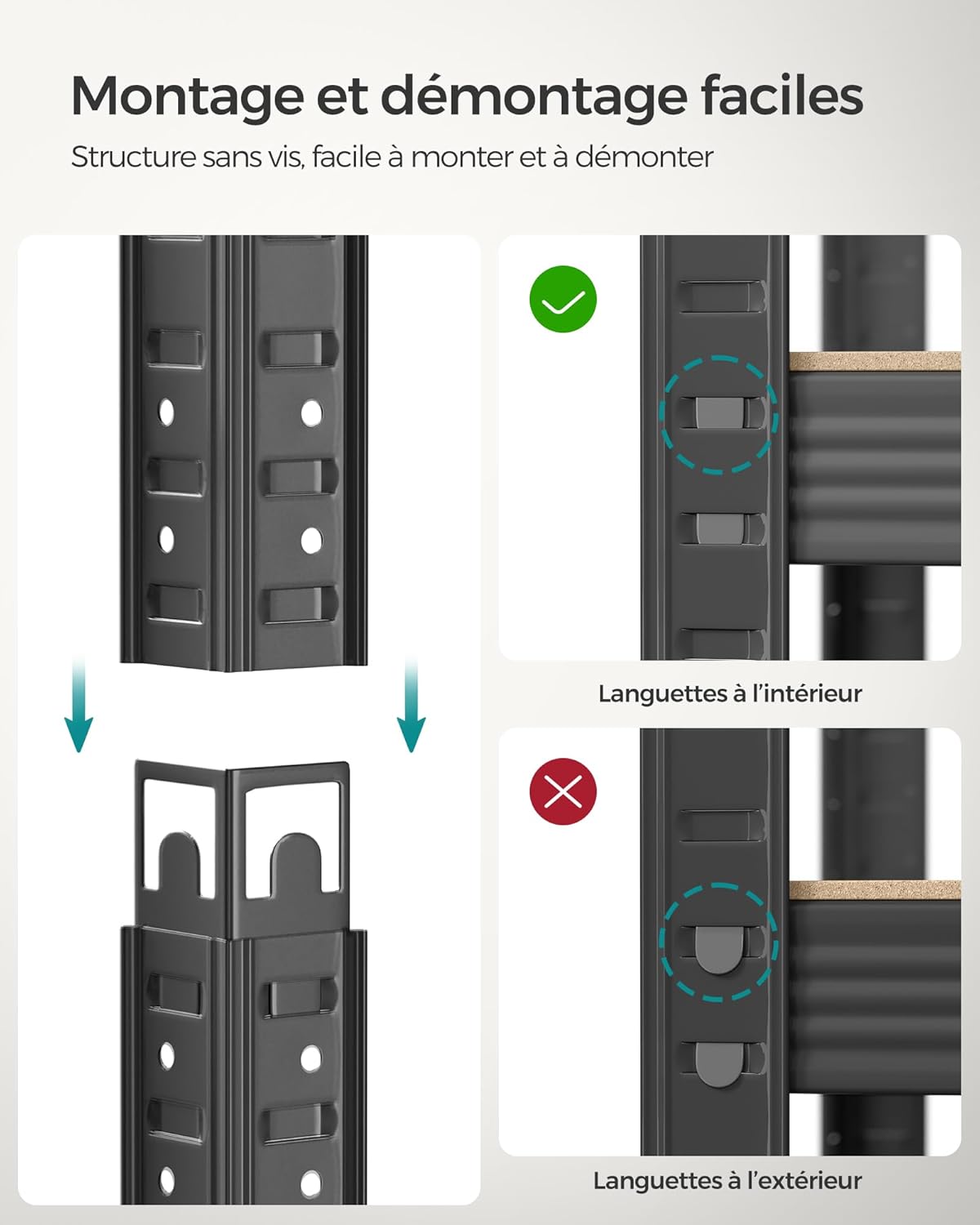 SONGMICS - étagère industrielle lot de 2, 5 niveaux, 875 kg, 40x90x180 cm, GLR040G02