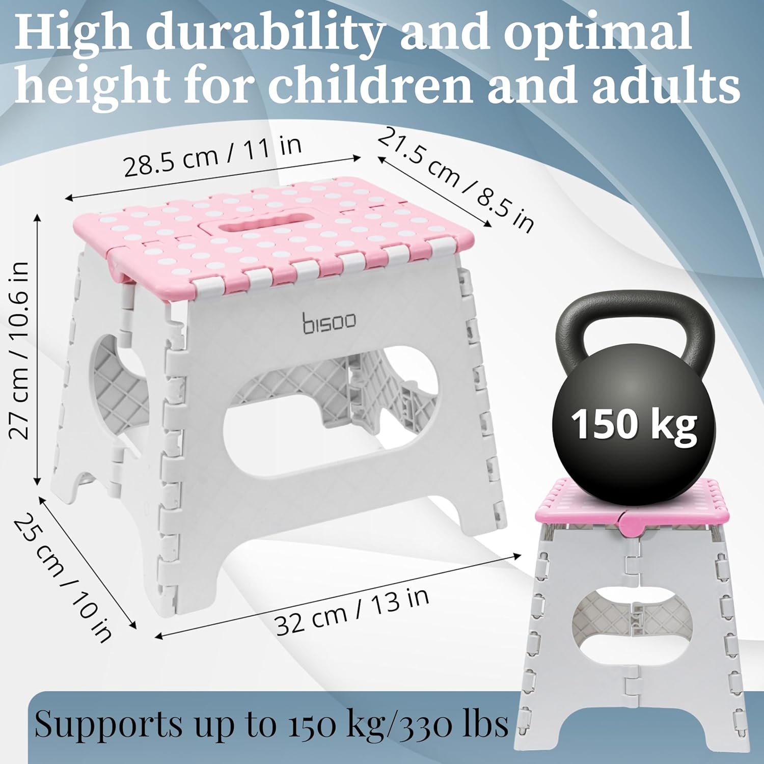 Bisoo - Tabouret pliable enfant - 27cm - WC portable, sûr, rose