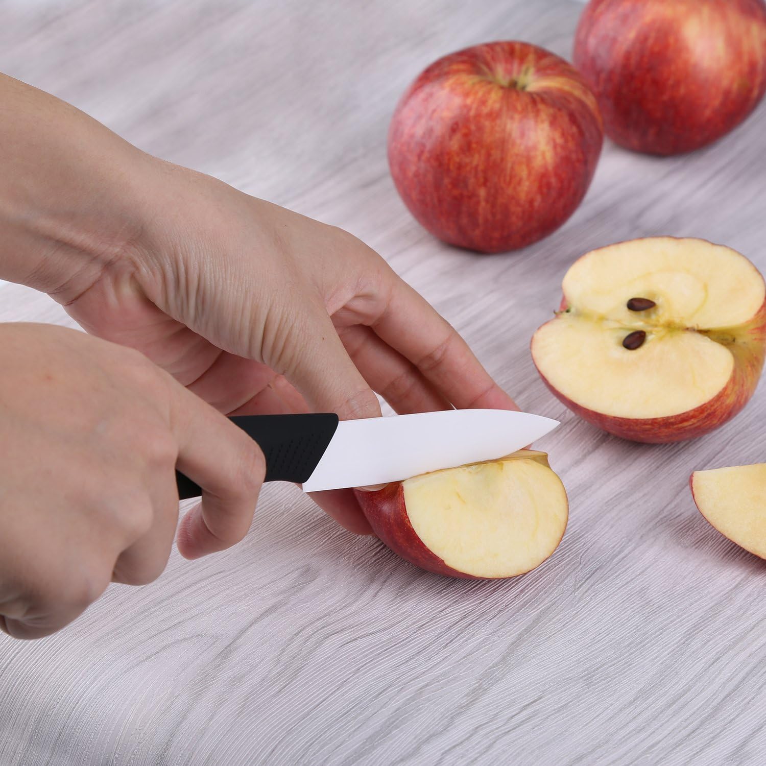 Ballery - set couteaux céramique 5 pièces - lame blanche, éplucheur inclus