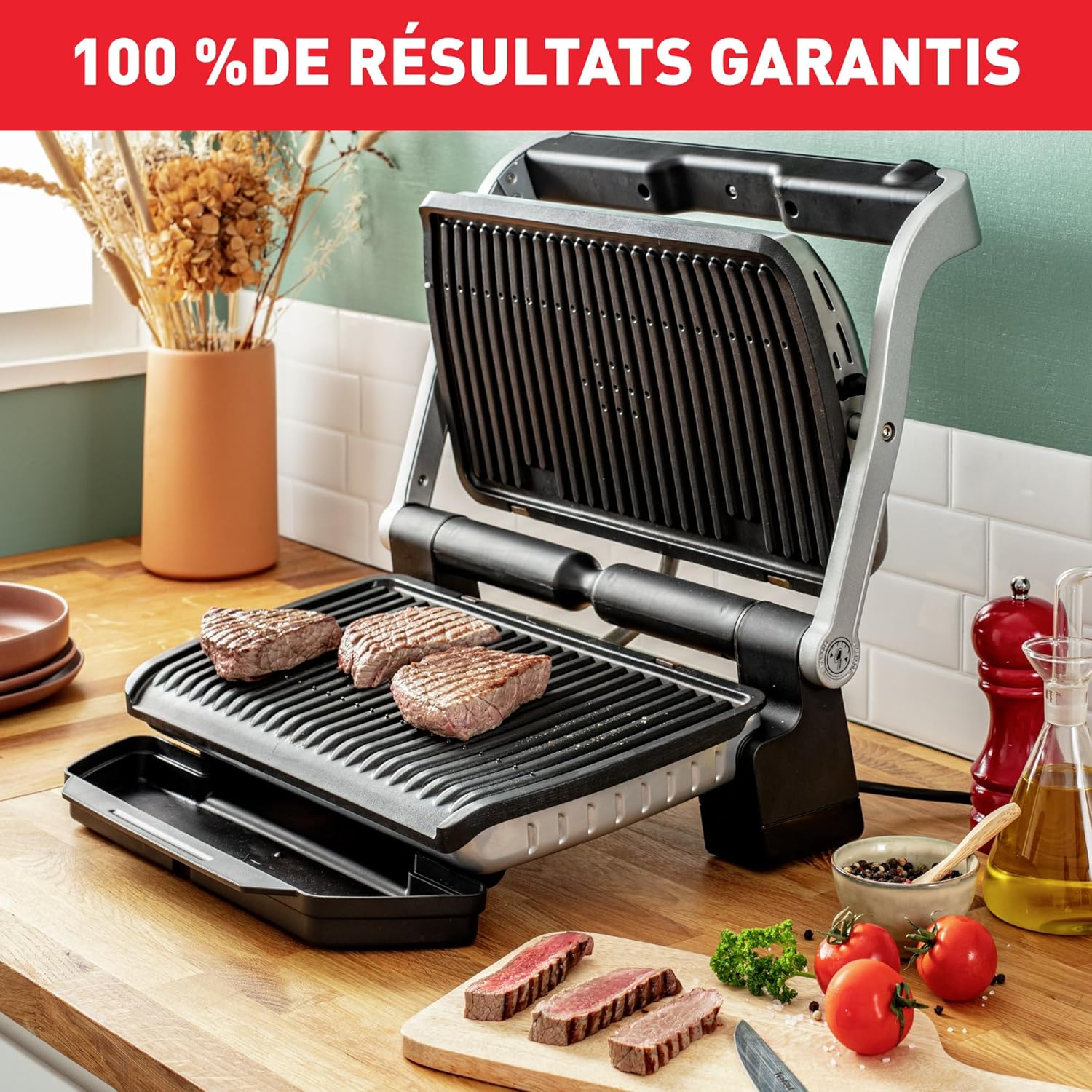 Tefal - Optigrill+ XL - format XL - 9 programmes, manuel, jusqu’à 8 pers - GC722D16