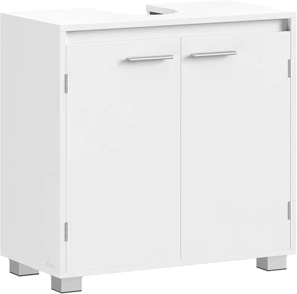 VASAGLE - meuble sous lavabo série BBK506W01 - 30x60x60 cm - 2 compartiments, pieds, blanc