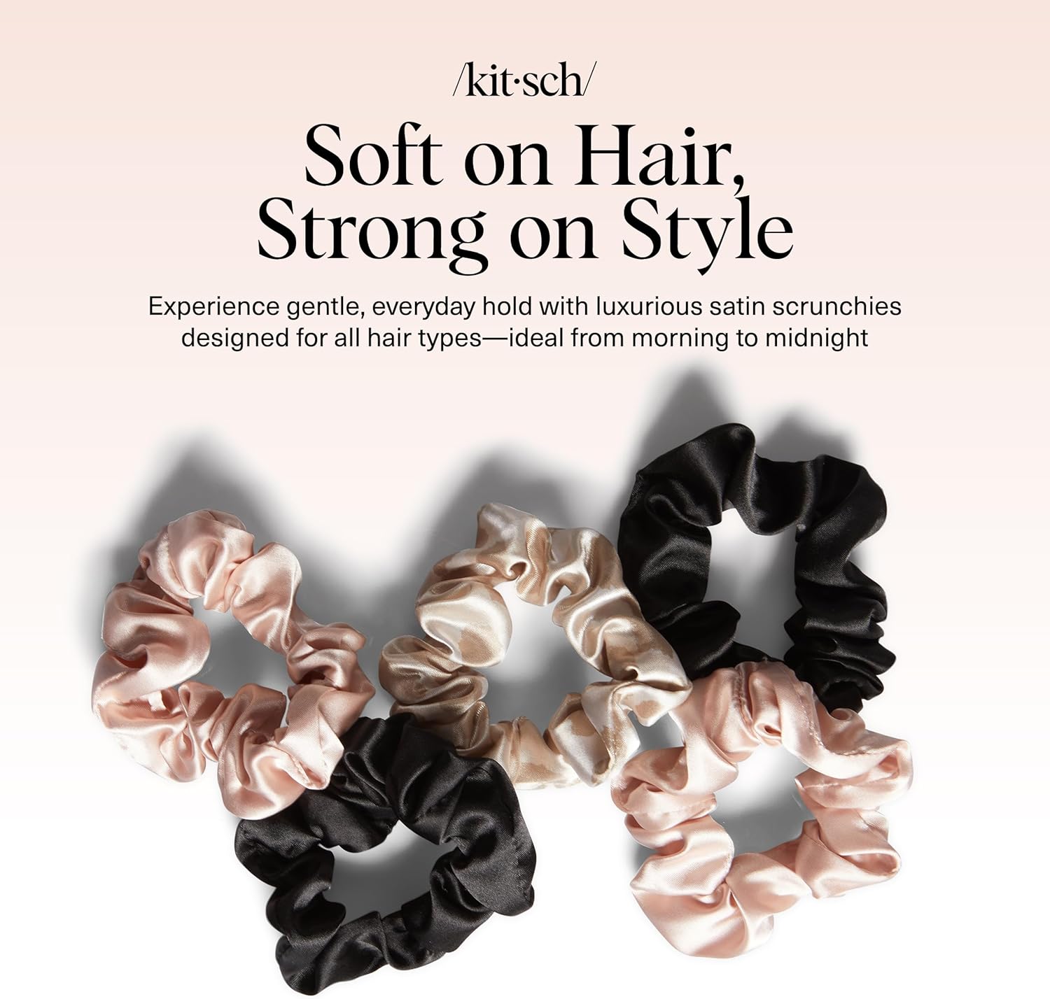 Kitsch - Chouchous satin femme - lot de 5 - ultra doux, anti-frisottis, usage jour & nuit