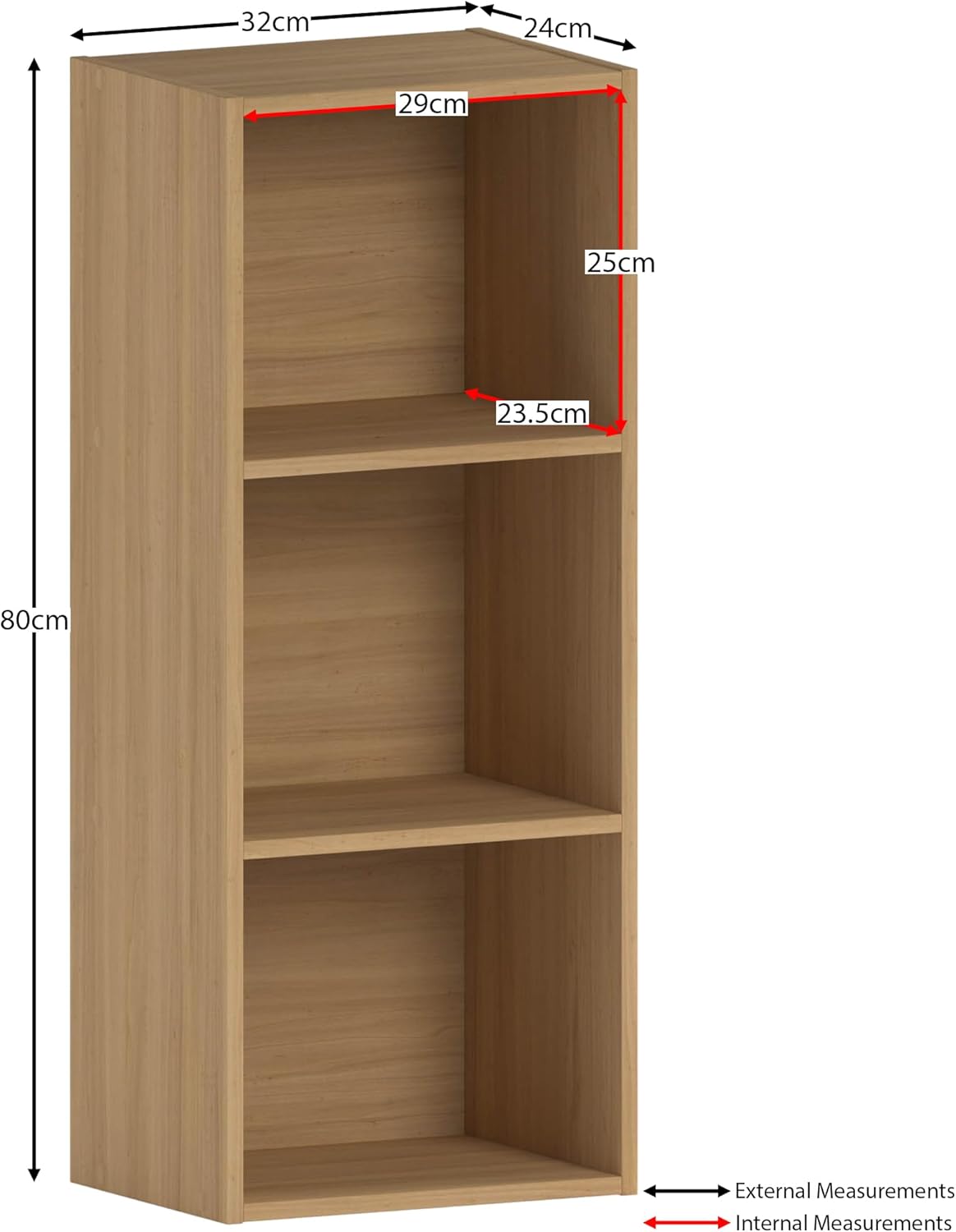 Vida Designs - Oxford série - bibliothèque 3 niveaux chêne - compacte et moderne