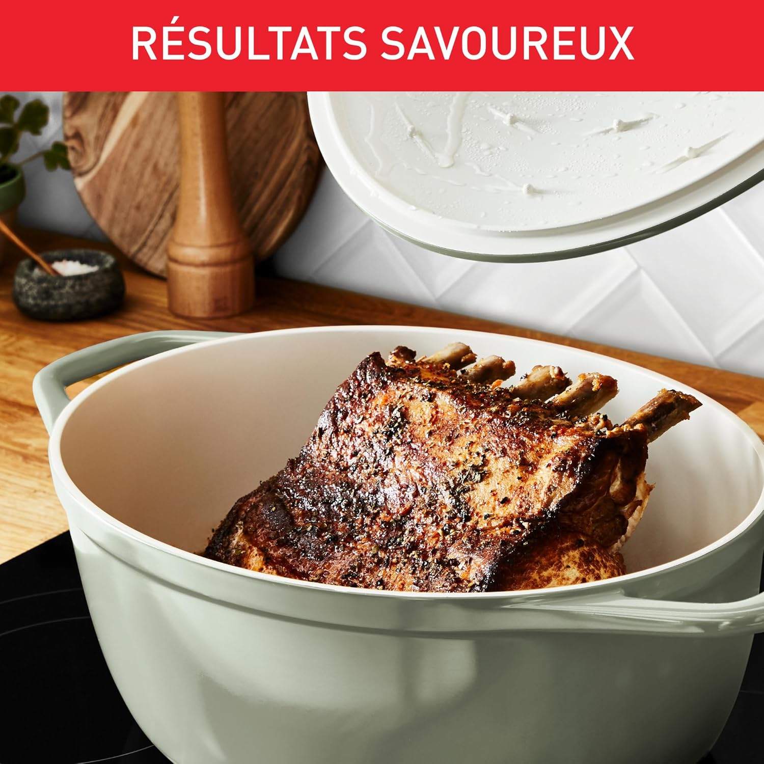 Tefal - Cocotte fonte ovale série Air - 30cm - fonte alu légère, céramique, four, induction, E2668925