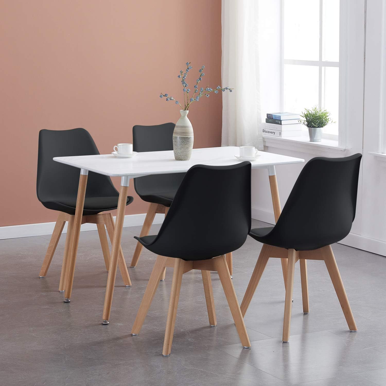 EGGREE - chaises Scandinaves lot de 6, hêtre noir, rembourrées, confort