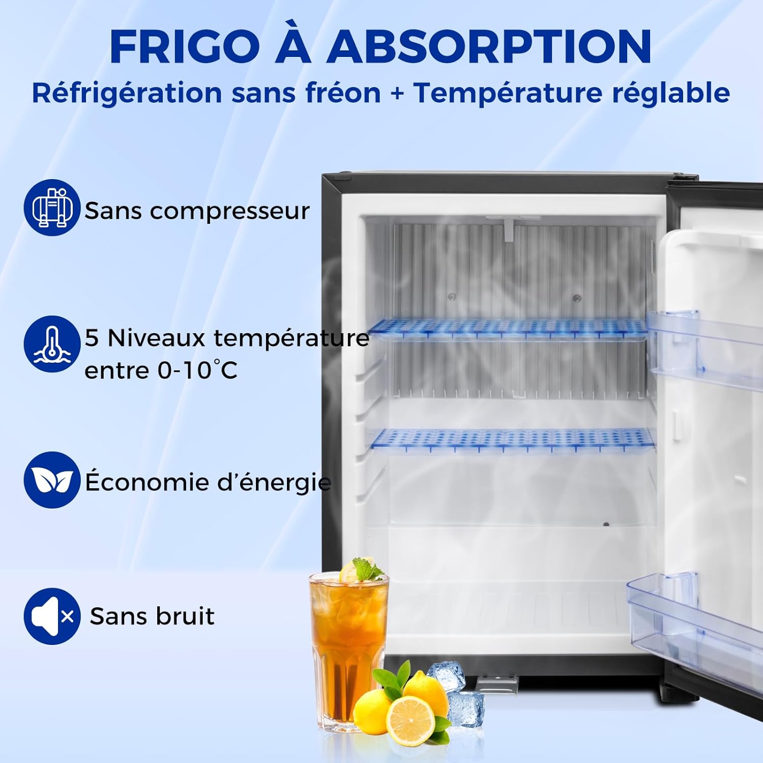 Smad - Frigo camping-car 40L - 12V/220V, serrure, noir