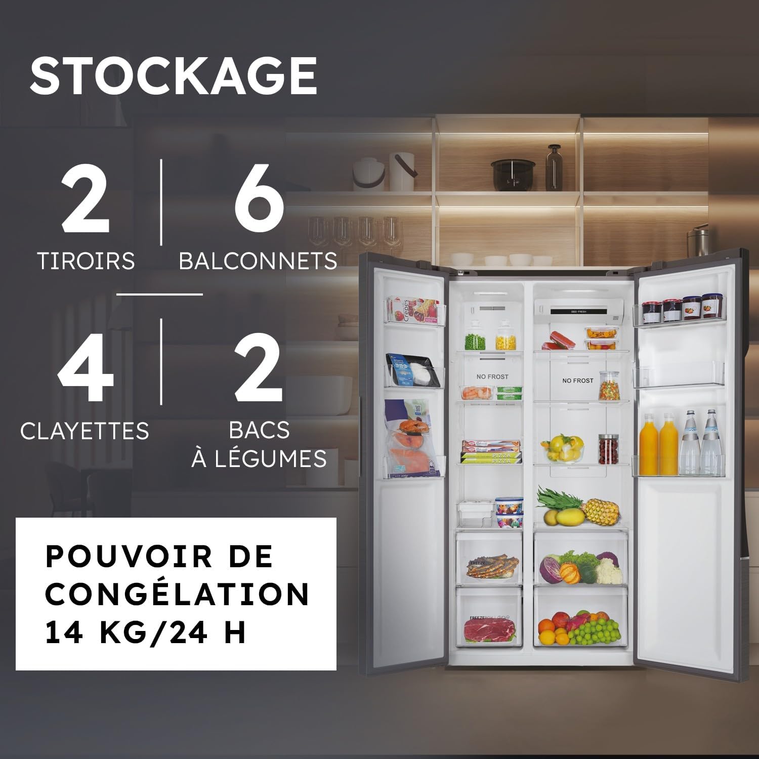 Haier - réfrigérateur américain série HSR - 337+191L inox, Total No Frost, 177,5x90,8x64,7cm - HSR3918ENPG