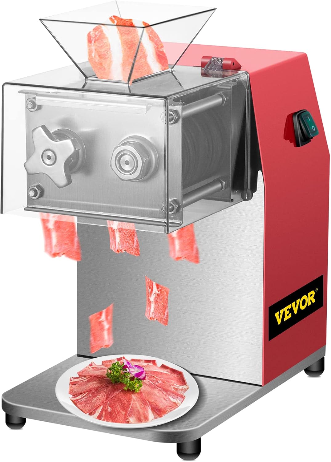 VEVOR - Machine à découper viande, 250kg/h, 850W, lame 3,5mm, inox
