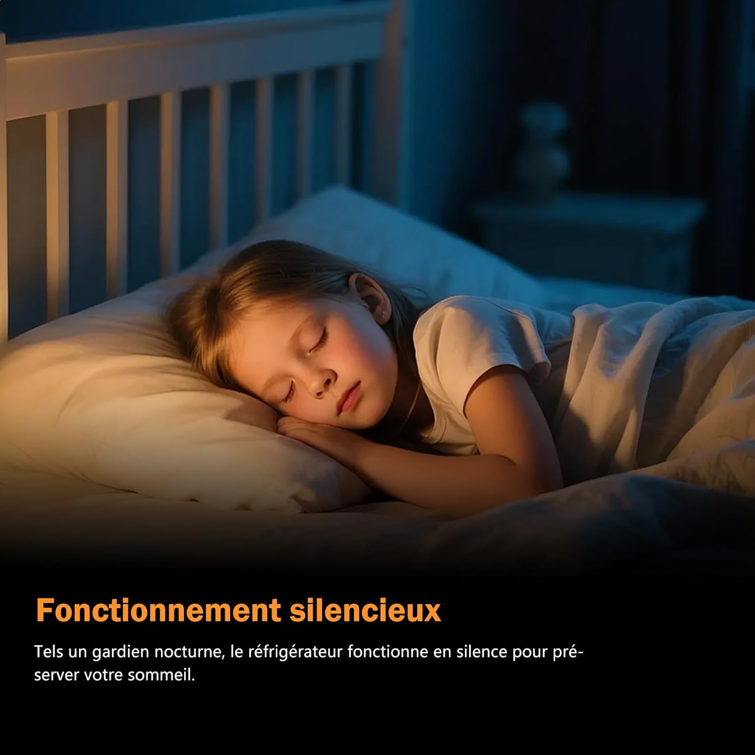 Réfrigérateur encastrable 122 cm, 188L, porte réversible, ultra silencieux