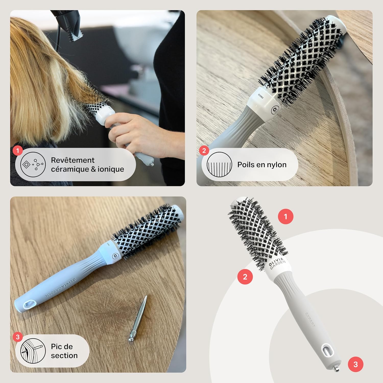 Olivia Garden - Expert Blowout - ronde, céramique, antistatique, brillance