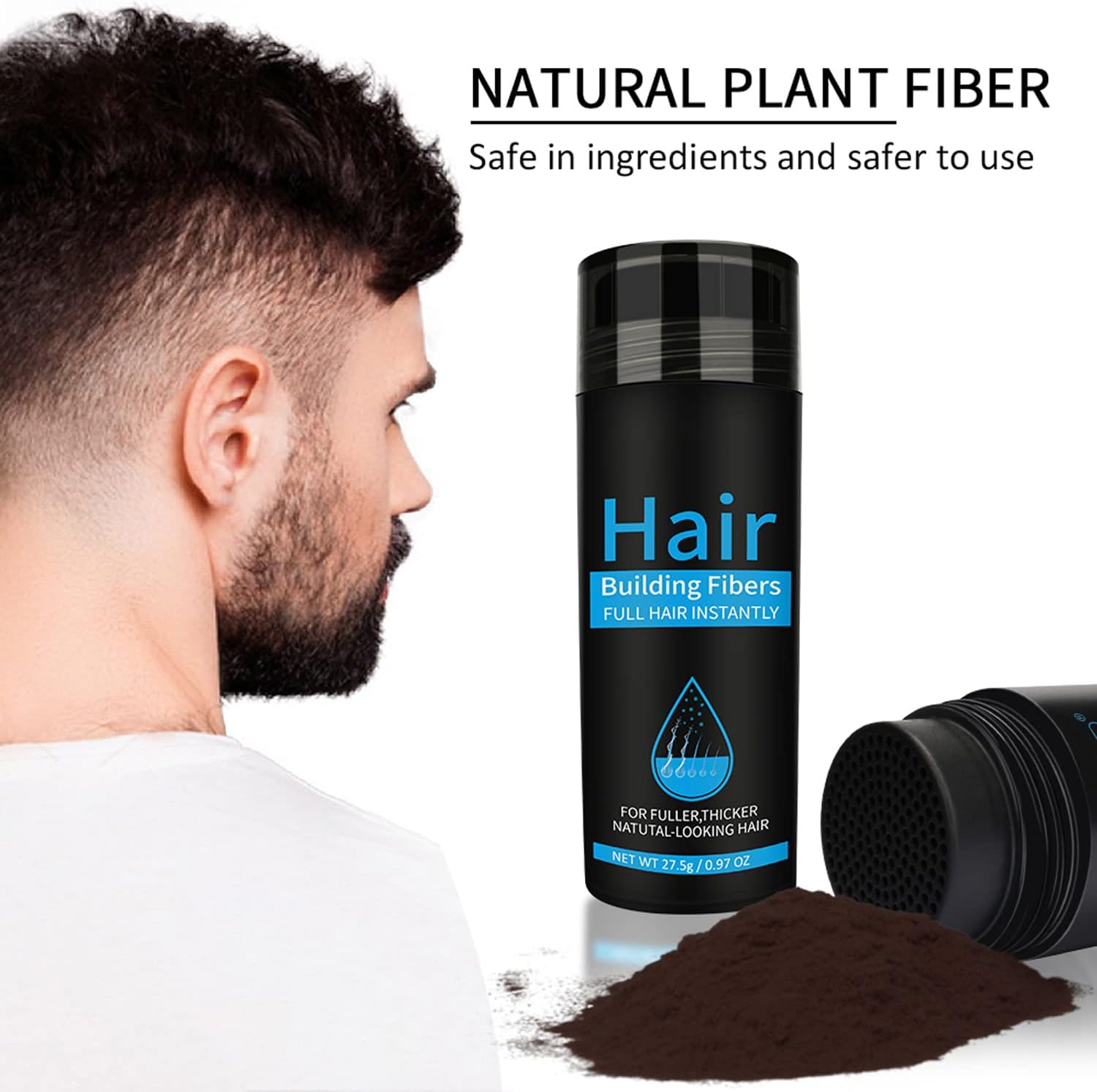 Fibres capillaires - applicateur spray - marron foncé - correcteur cheveux clairsemés, qualité professionnelle