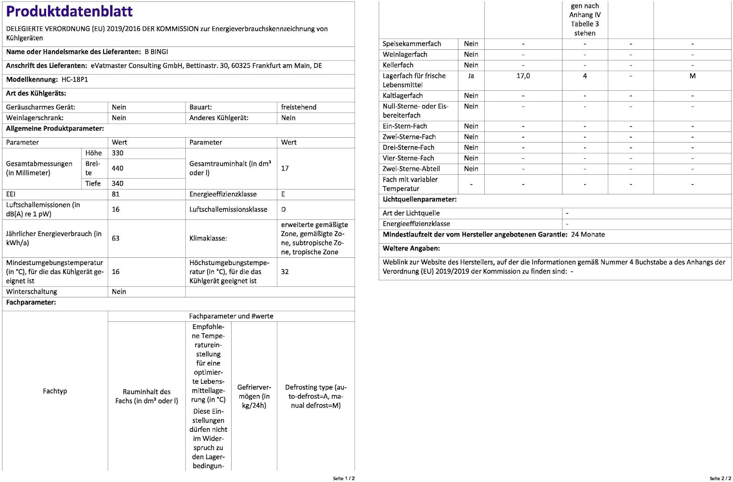 BINGI - Glacière électrique 18L - Refroidissement rapide, -18°C, 12V/24V/220V