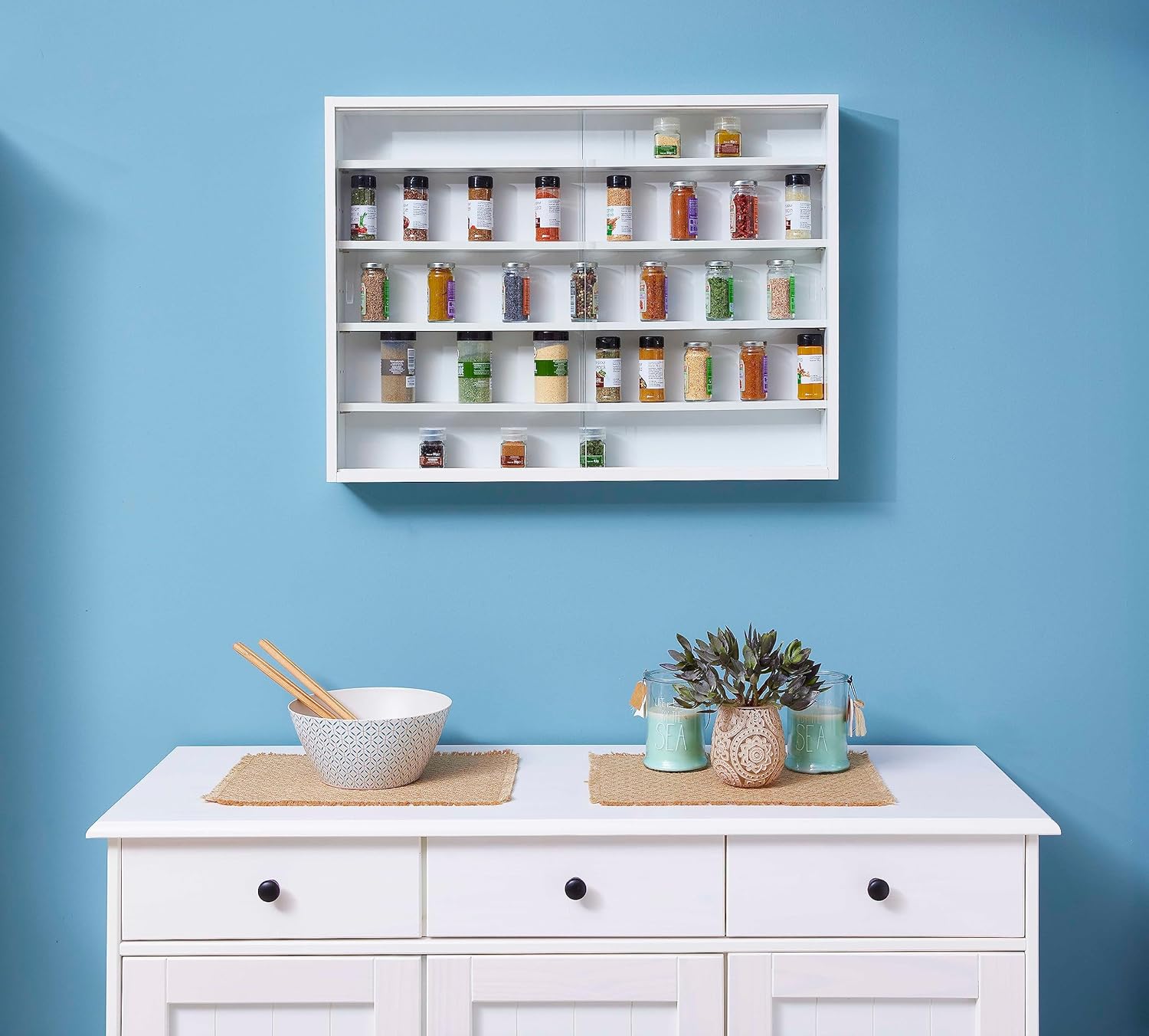 Inter Link - Vitrine murale collection, 80x60x9.5 cm, 5 compartiments