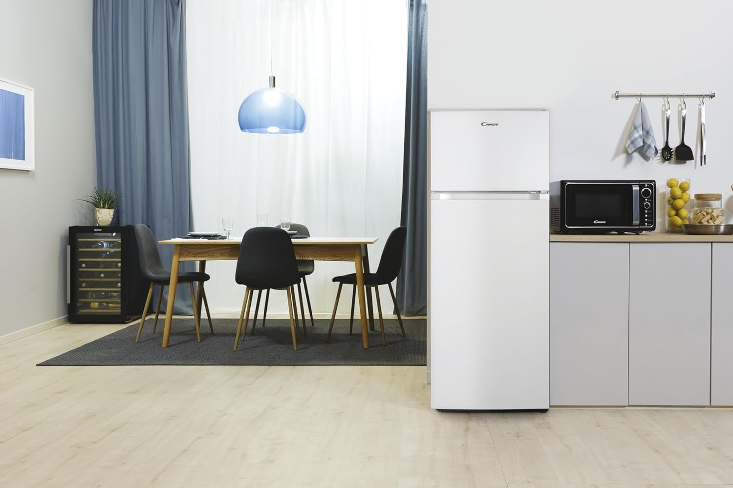 Candy - Combi double-porte, 211L, LED, 55x145cm, porte réversible CDG1S514EW