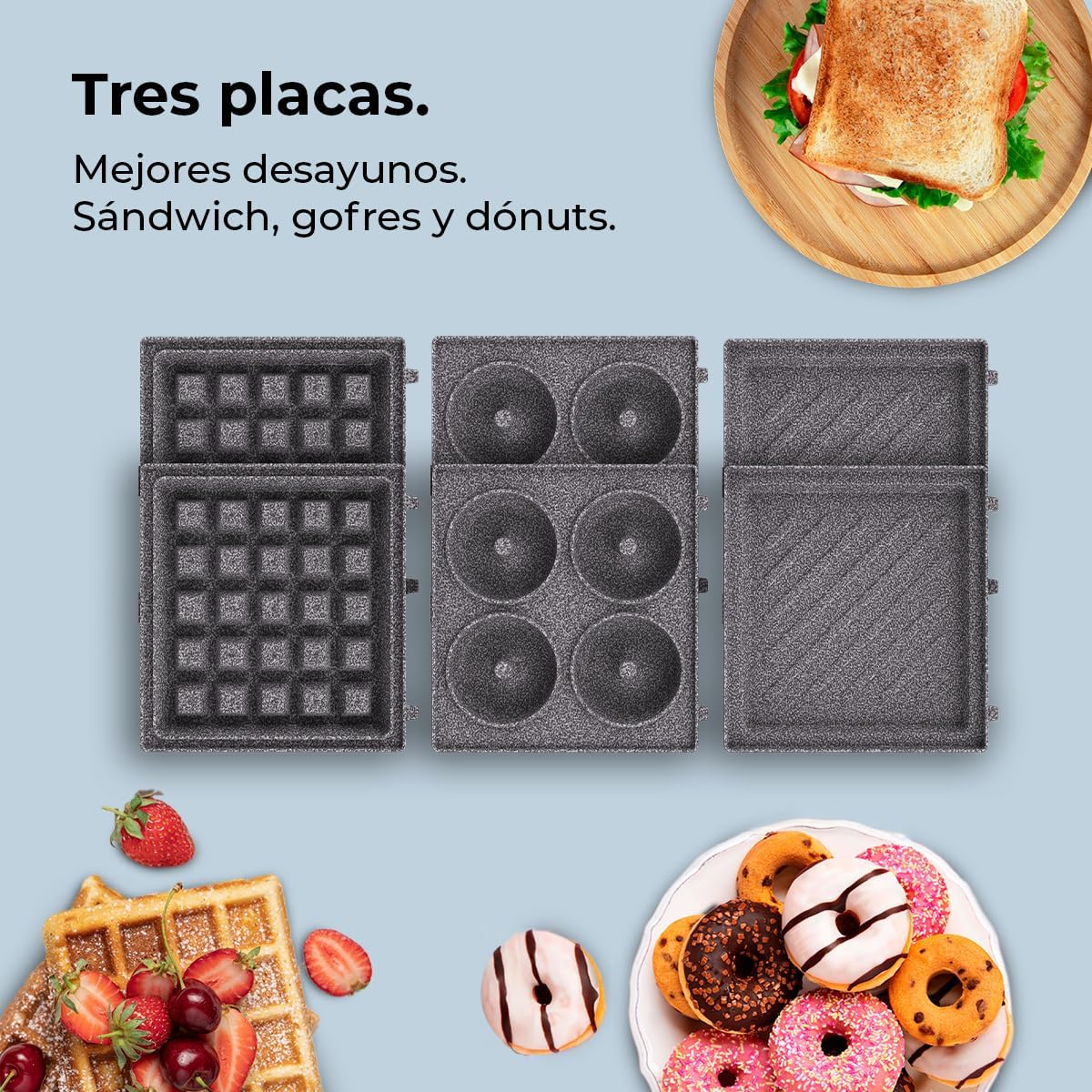 Cecotec - Rock'nToast Retro One - 700W, 3 plaques, revêtement RockStone