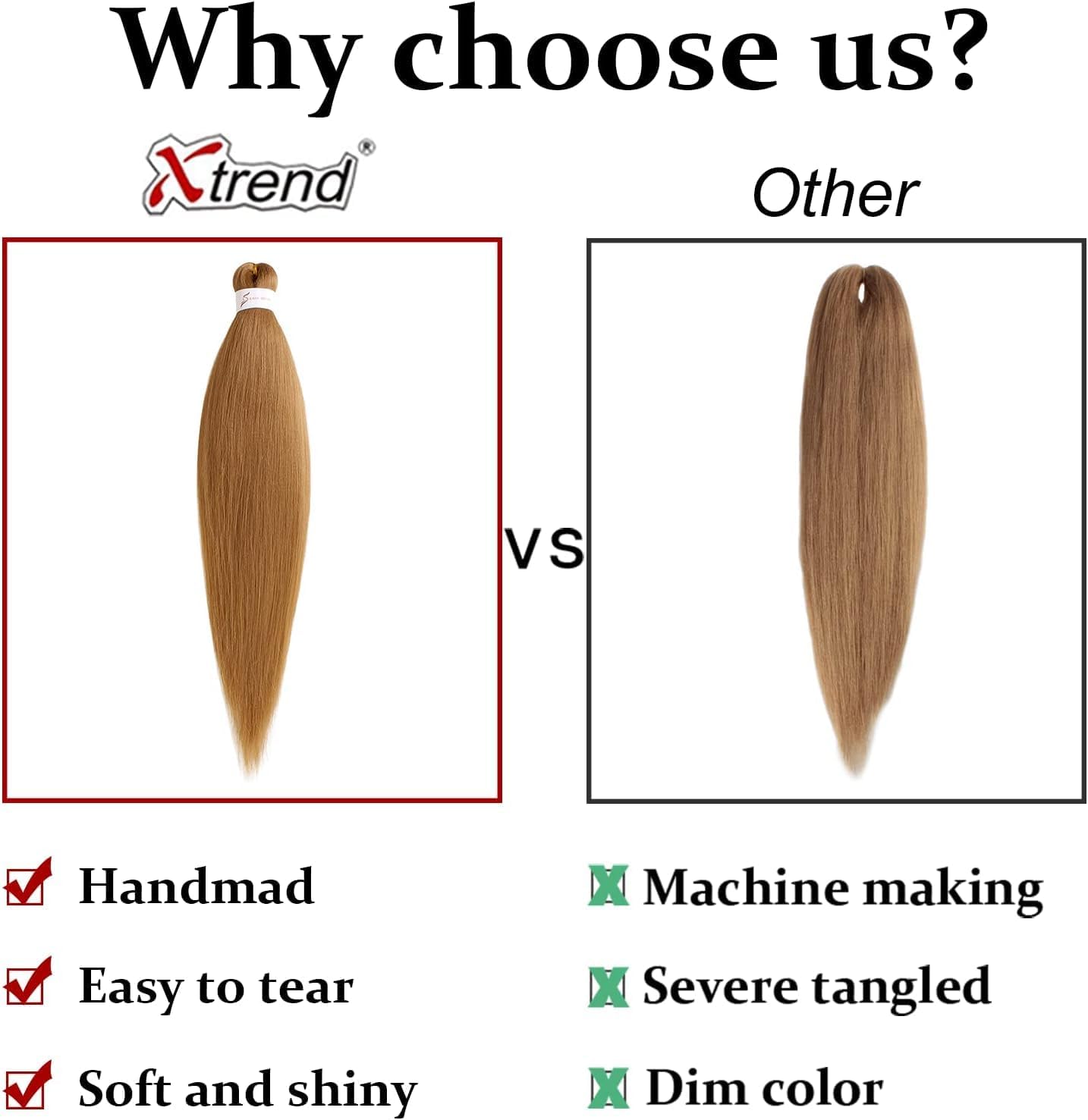 Xtrend - extensions EZ Braids - 66 cm - pré-étirées, coiffables à chaud - T27#