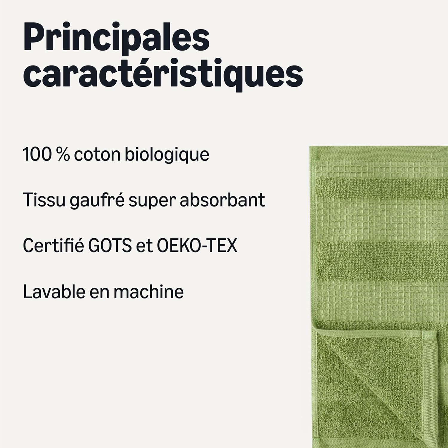 Amazon Basics - torchons gaufrés coton bio 30,5x30,5cm ultra absorbants
