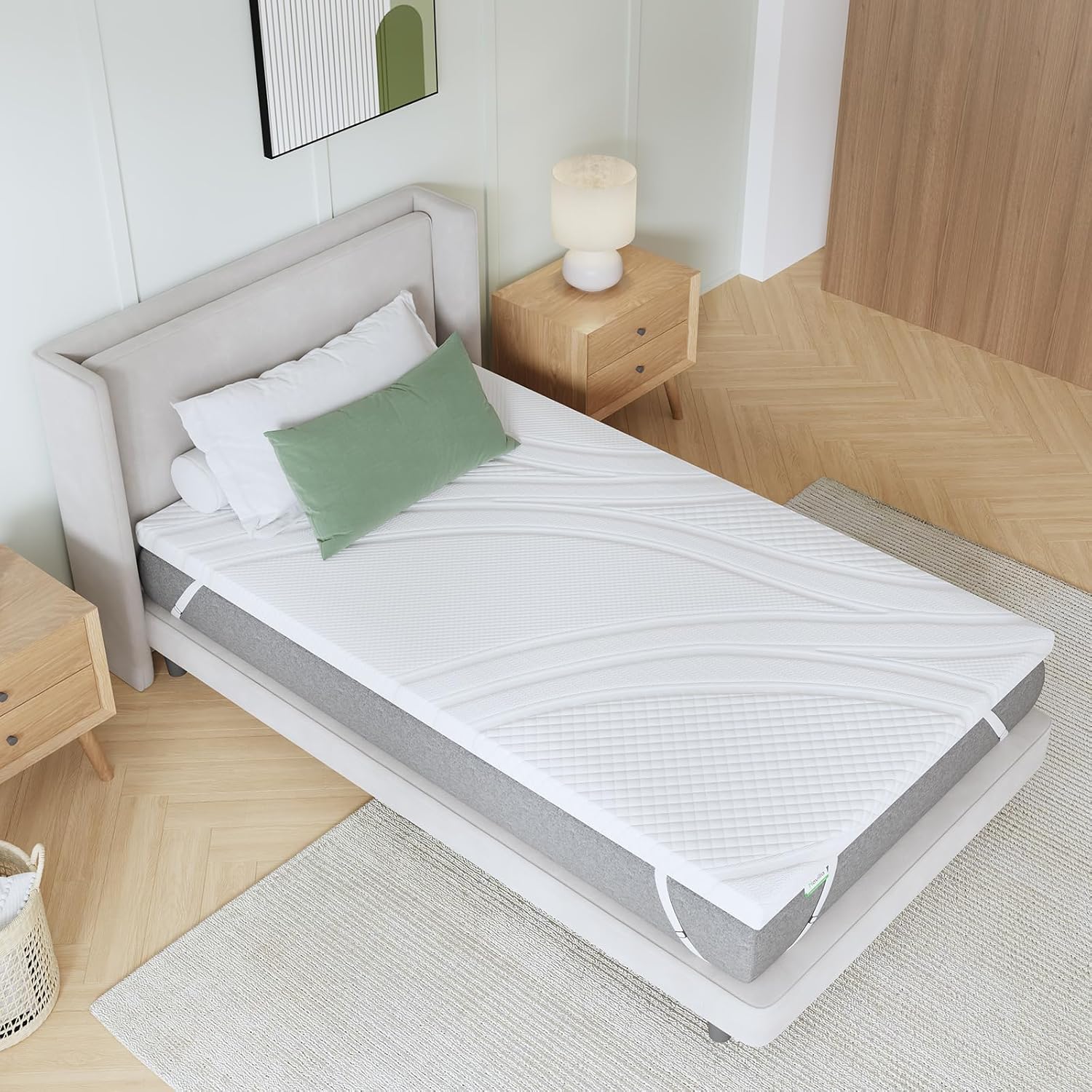 Novilla - Surmatelas Gel Memory - 90x190cm - 5cm, mousse à mémoire, housse lavable, antidérapant