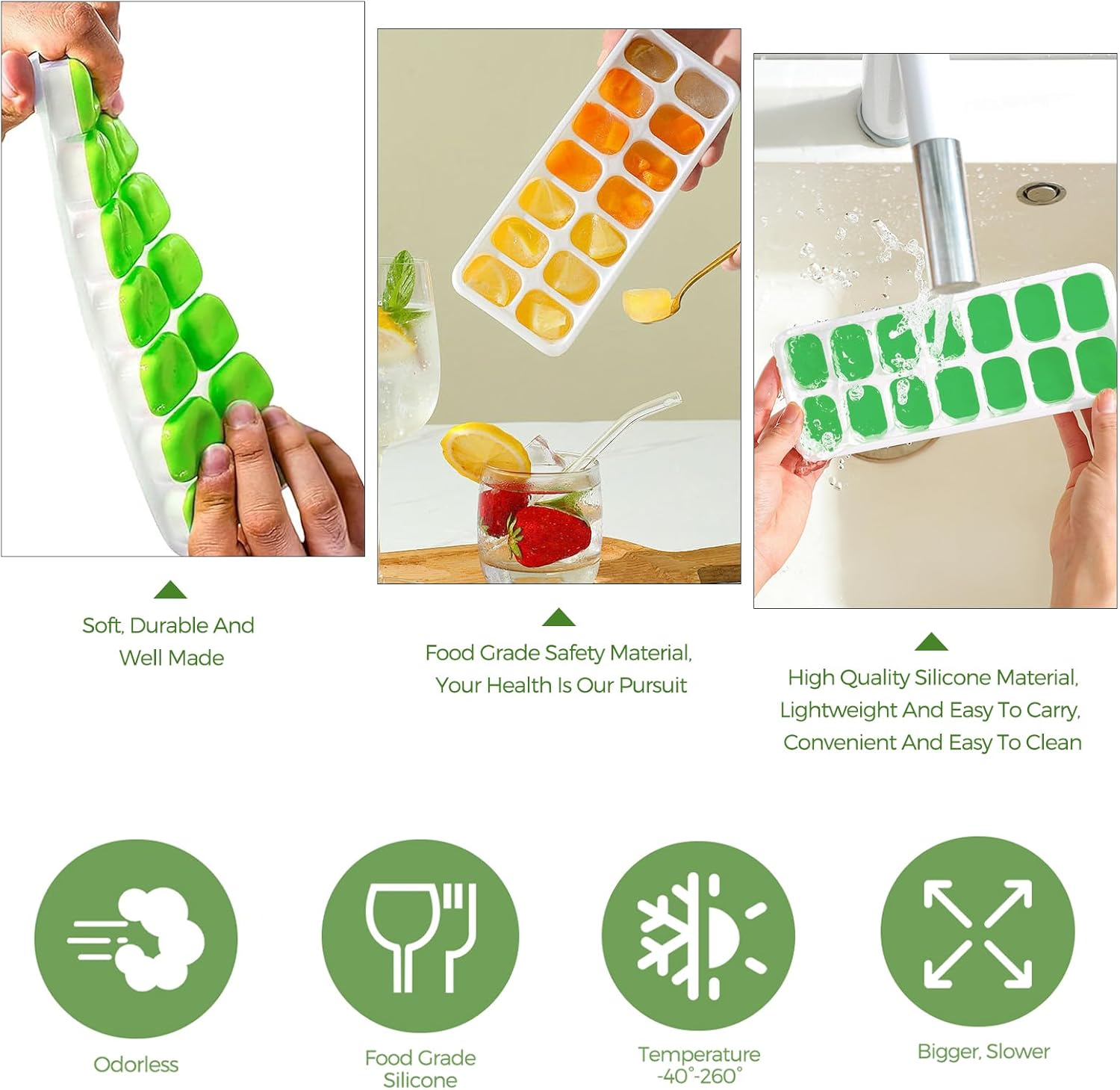 Bacs à glaçons silicone - 4 pièces - 4 couleurs - sans BPA, couvercle, LFGB