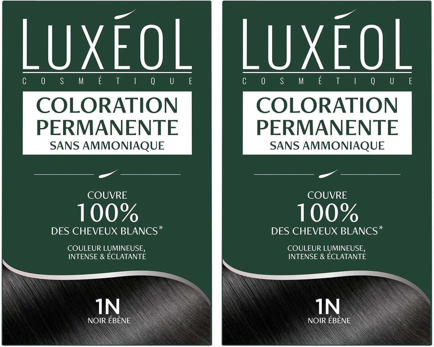 Luxéol - Coloration Permanente 1N - 60ml - Noir, sans ammoniaque, couvre 100% cheveux blancs