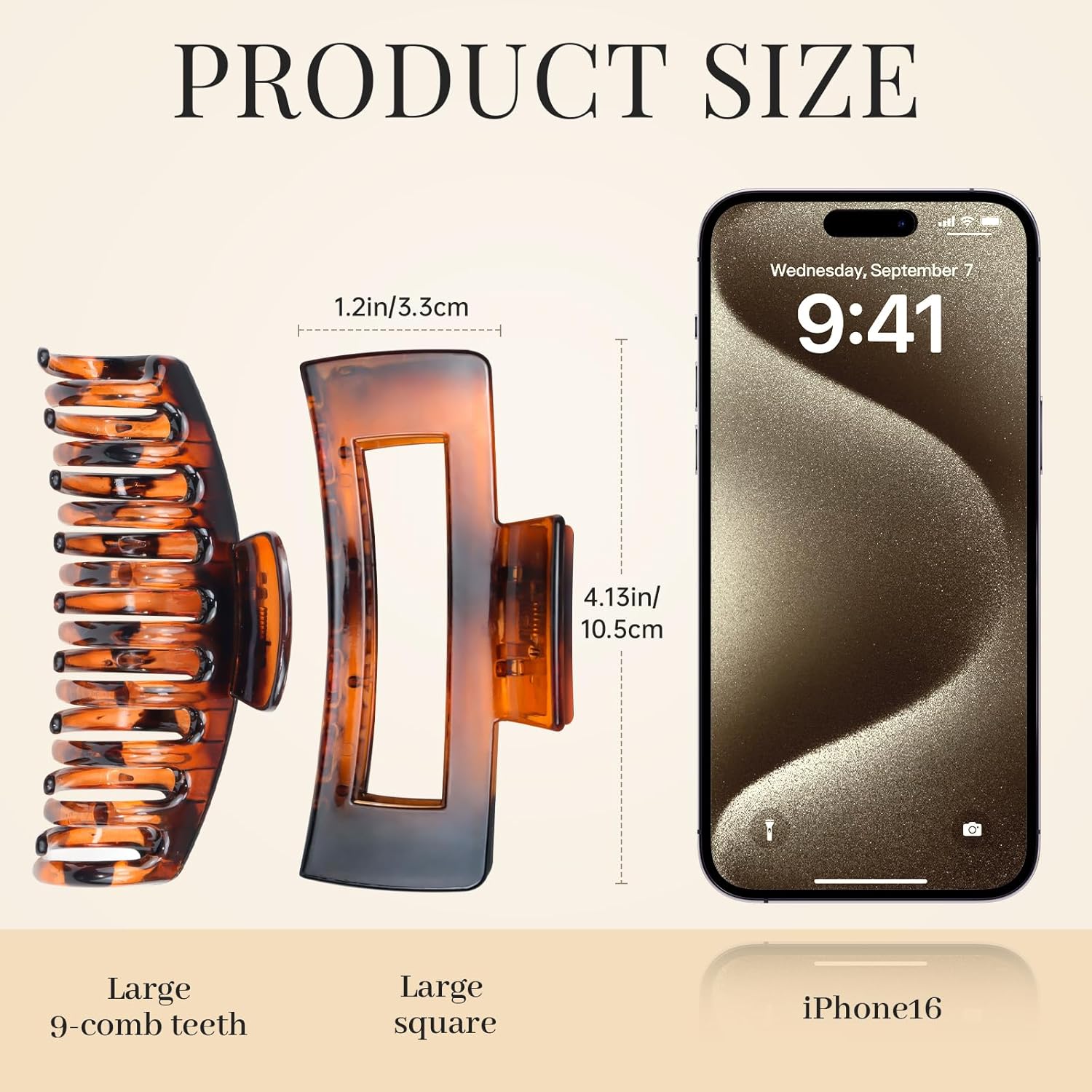 Kavya - 8 pinces cheveux - 10,5cm - anti-dérapantes grandes griffes