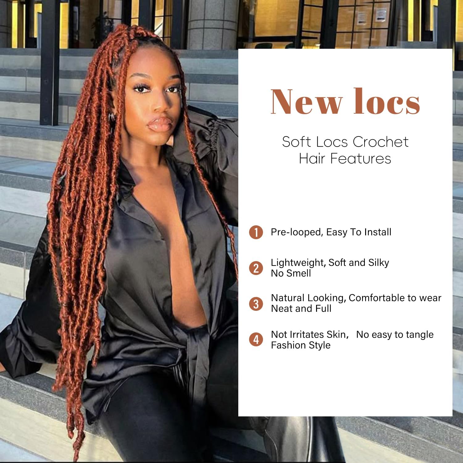 Faux locks crochet braids - soft locs - 60,9 cm - bouclées, lot de 7