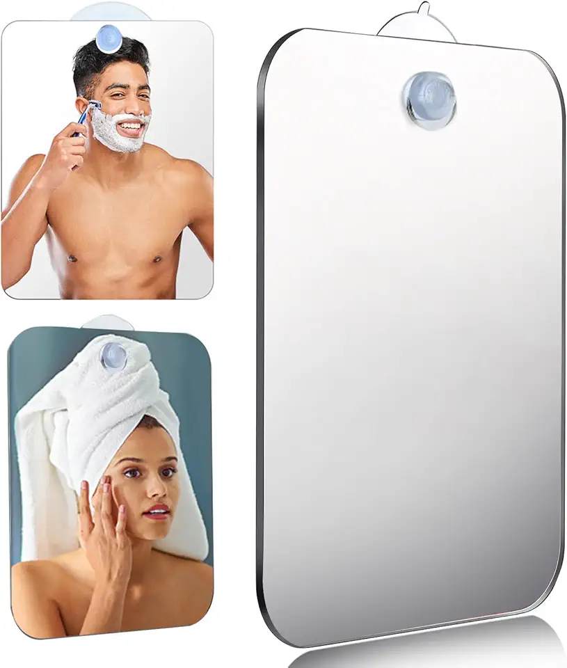 Miroir de maquillage de douche - petit format - sans buée, portable, ventouse