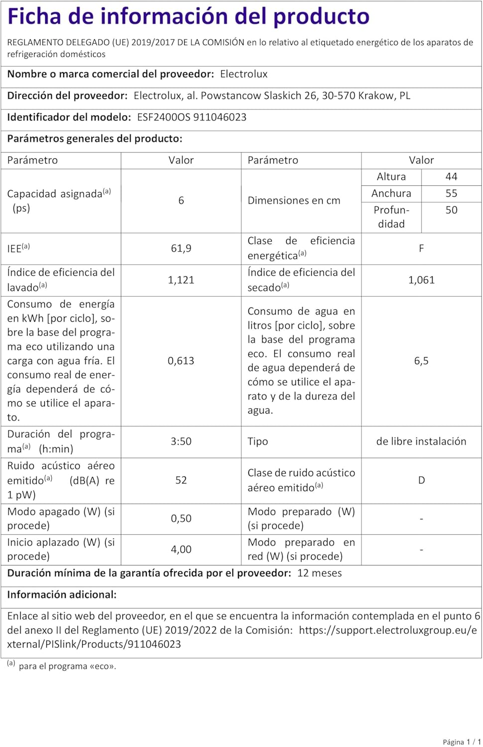 Electrolux - Série 600 mini lave-vaisselle, 55 cm, 6 couverts, 6 programmes, argent - ESF2400OW